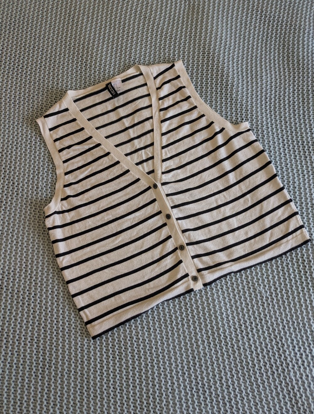 H&M Striped Sleeveless Crop Vest Sz Small